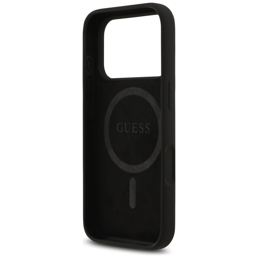 Husă Guess Silicone Triangle Logo MagSafe pentru iPhone 17 Pro Max – negru — imagine 3