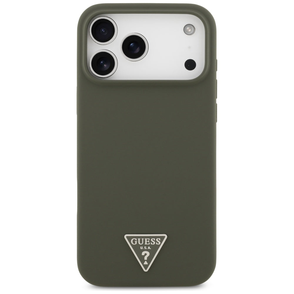 Husă Guess Silicone Triangle Logo MagSafe pentru iPhone 17 Pro Max – kaki — imagine 2