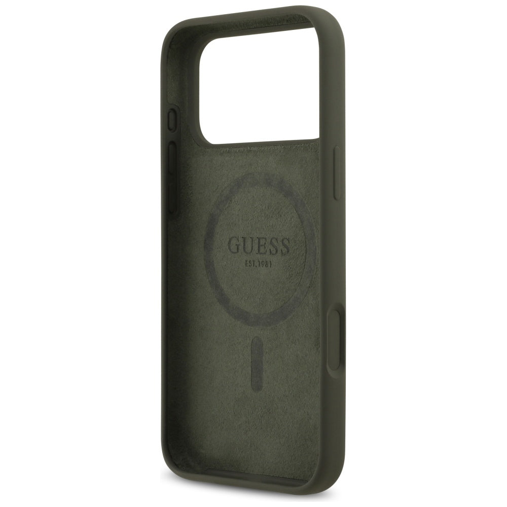 Husă Guess Silicone Triangle Logo MagSafe pentru iPhone 17 Pro Max – kaki — imagine 4