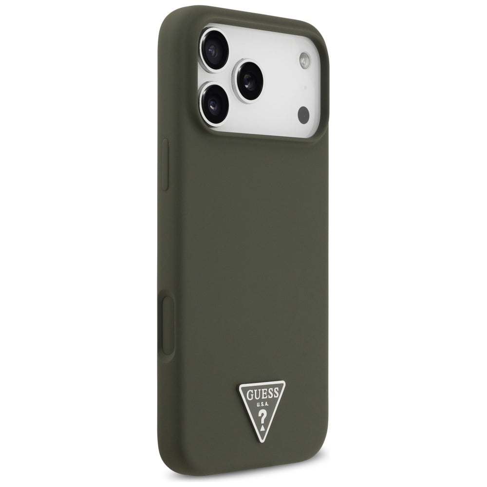 Husă Guess Silicone Triangle Logo MagSafe pentru iPhone 17 Pro Max – kaki — imagine 5