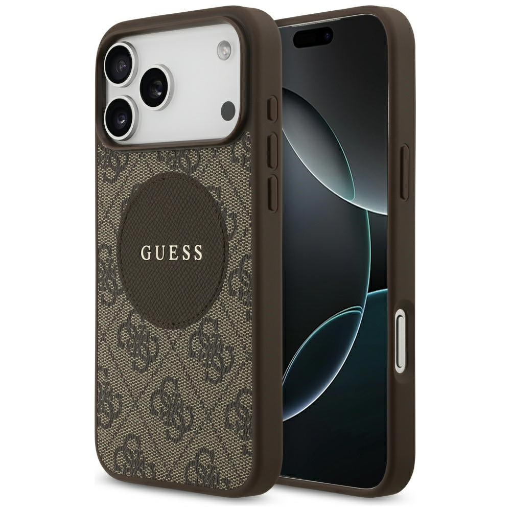 Husă Guess 4G Circle Classic Logo MagSafe pentru iPhone 17 Pro Max – maro — imagine 1