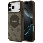 Husă Guess 4G Circle Classic Logo MagSafe pentru iPhone 17 Pro Max – maro — imagine 1