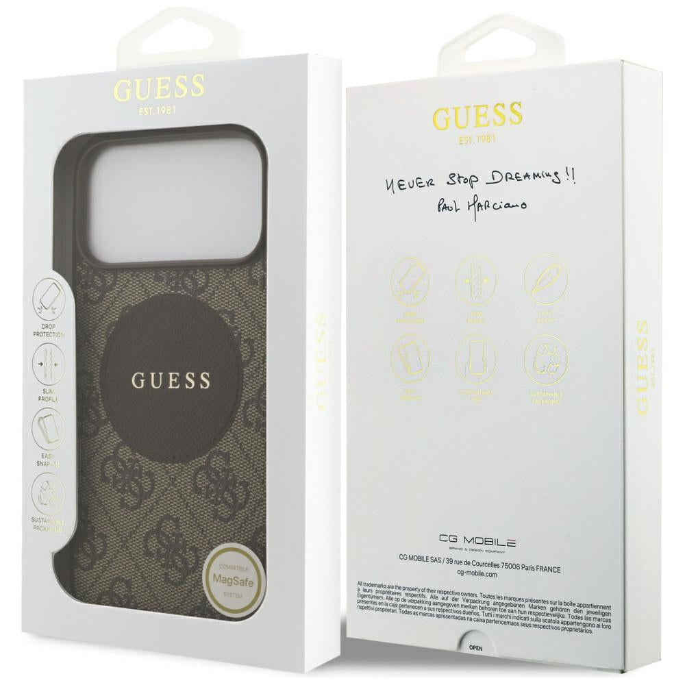 Husă Guess 4G Circle Classic Logo MagSafe pentru iPhone 17 Pro Max – maro — imagine 7