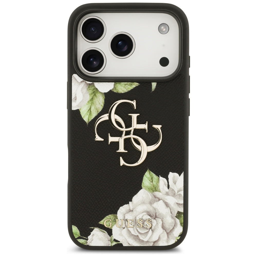 Husă Guess Hardcase 4G Grained Roses Big Logo pentru iPhone 17 Pro Max – negru — imagine 2