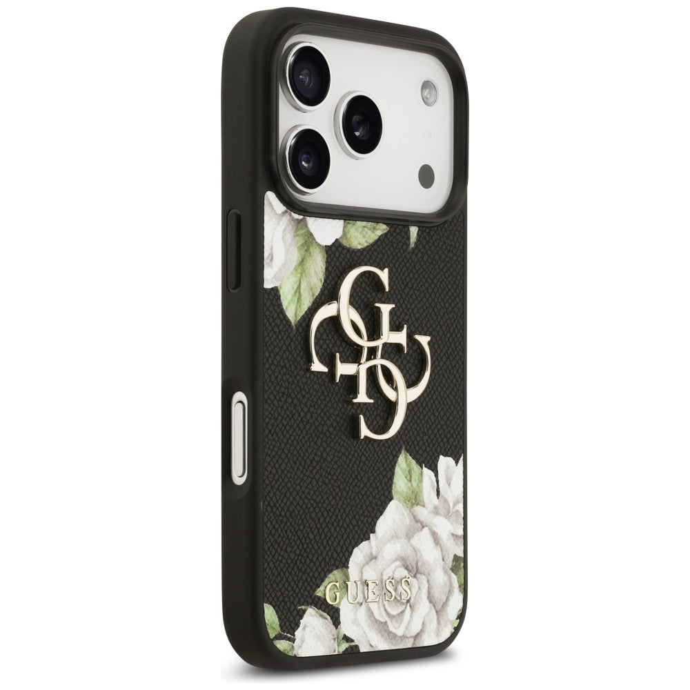 Husă Guess Hardcase 4G Grained Roses Big Logo pentru iPhone 17 Pro Max – negru — imagine 4