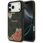 Husă Guess Hardcase 4G Flowers Print MagSafe pentru iPhone 17 Pro Max – negru — imagine 1