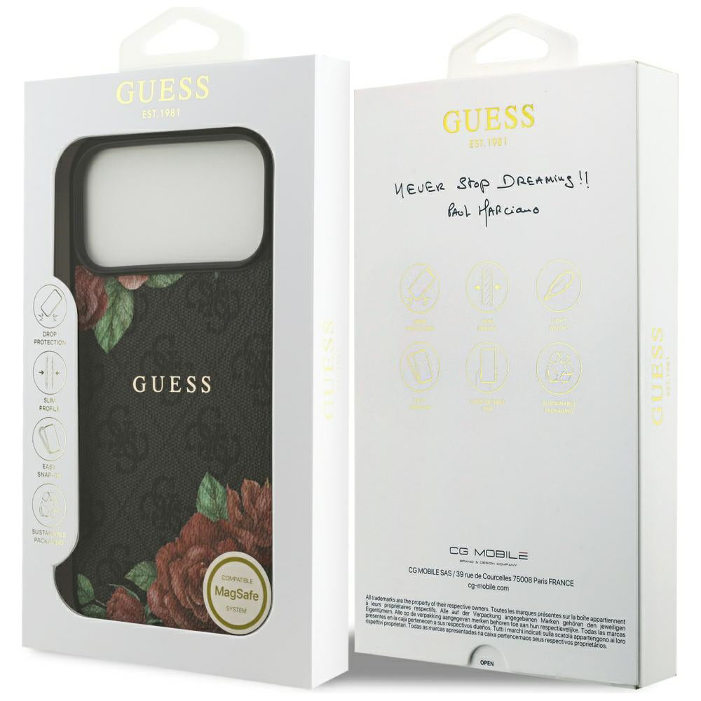 Husă Guess Hardcase 4G Flowers Print MagSafe pentru iPhone 17 Pro Max – negru — imagine 7