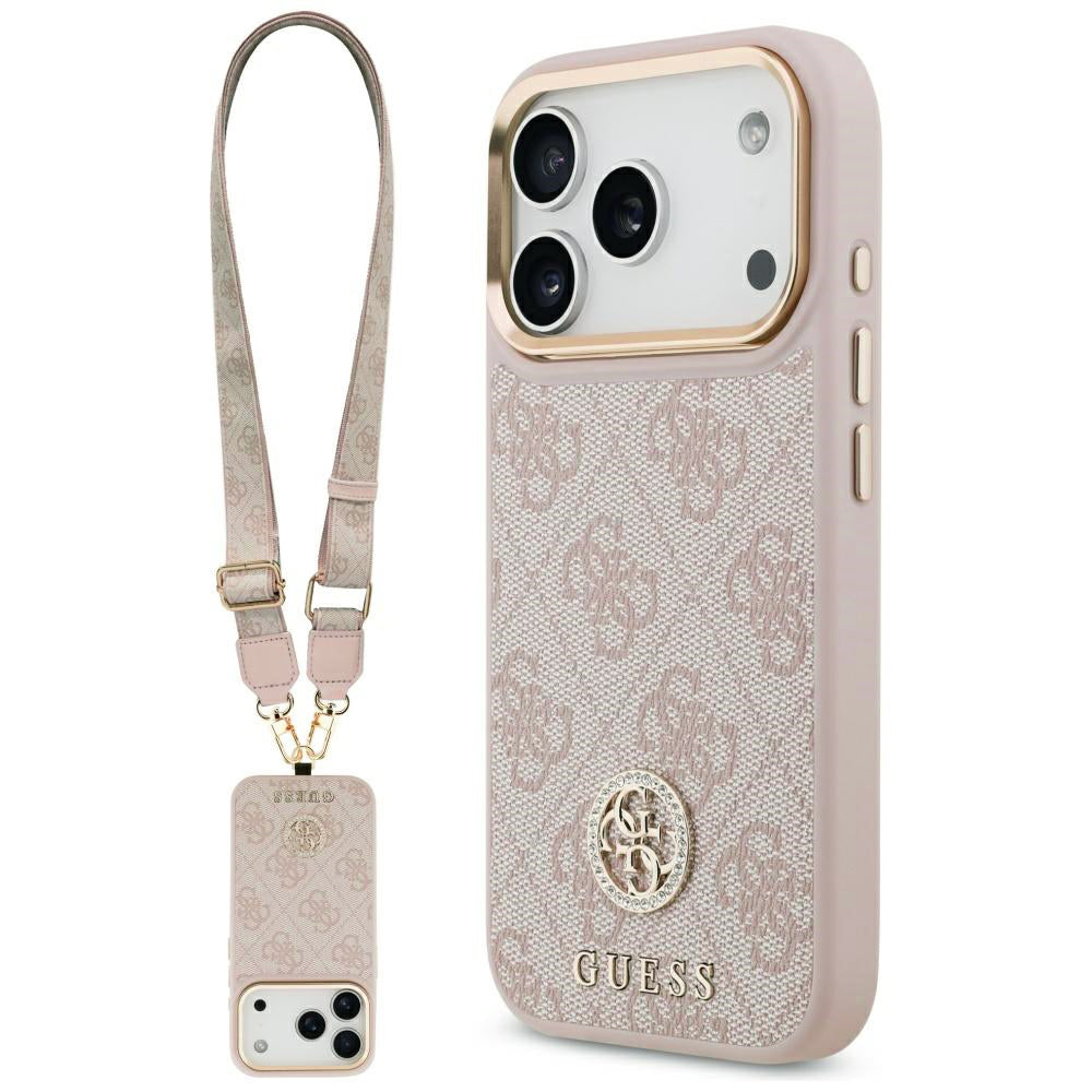 Husă Guess Hardcase 4G Strass Logo & Big Strap pentru iPhone 17 Pro Max – roz — imagine 1