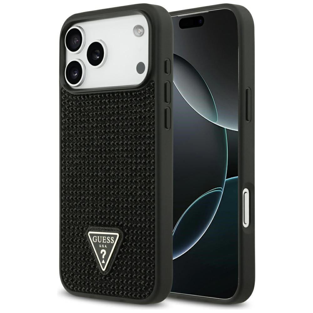 Husă Guess Rhinestone Triangle Logo pentru iPhone 17 Pro Max – negru — imagine 1