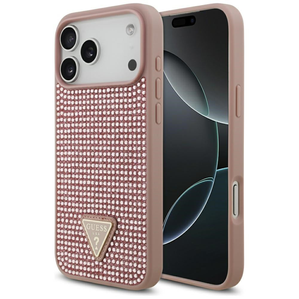 Husă Guess Rhinestone Triangle Logo pentru iPhone 17 Pro Max – roz — imagine 1