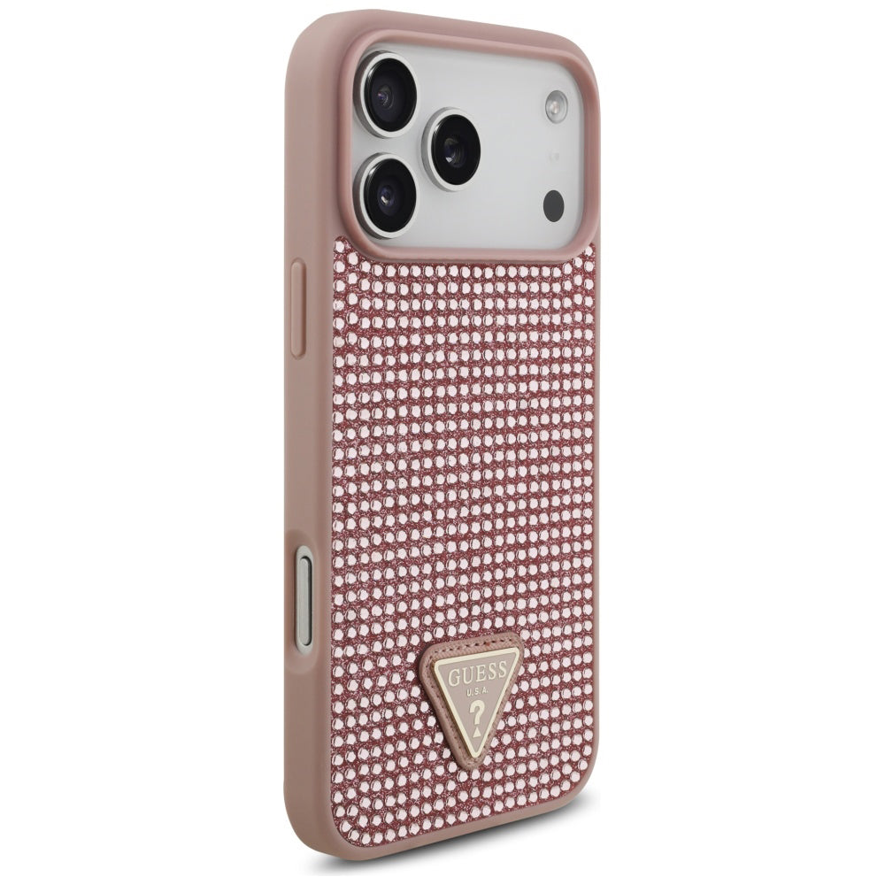 Husă Guess Rhinestone Triangle Logo pentru iPhone 17 Pro Max – roz — imagine 4