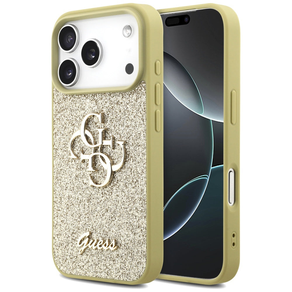 Husă Guess Fixed Glitter Big 4G pentru iPhone 17 Pro Max – auriu — imagine 1