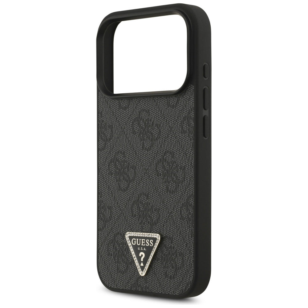 Husă Guess Leather 4G Triangle Strass MagSafe pentru iPhone 17 Pro Max – negru (GUHMP17XP4TDPLK) — imagine 5