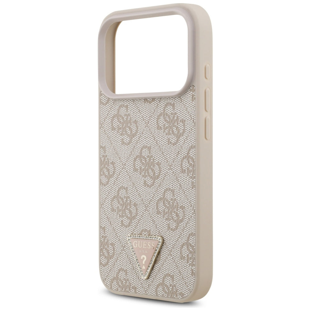Husă Guess Leather 4G Triangle Strass MagSafe pentru iPhone 17 Pro Max – roz (GUHMP17XP4TDPLP) — imagine 4