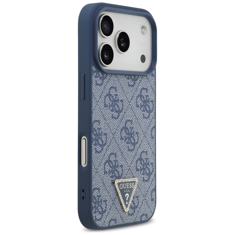 Husă Guess Leather 4G Triangle Strass MagSafe pentru iPhone 17 Pro Max – albastru — imagine 2