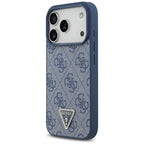 Husă Guess Leather 4G Triangle Strass MagSafe pentru iPhone 17 Pro Max – albastru — imagine 4