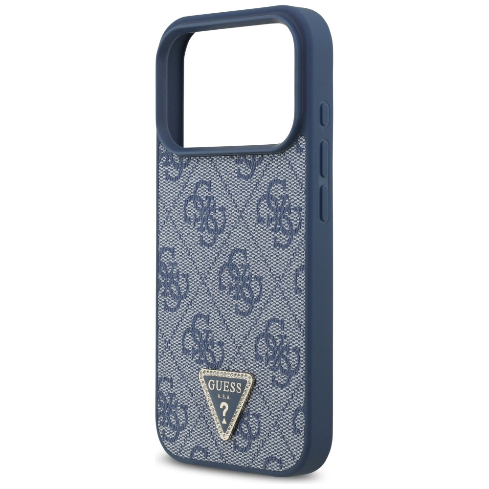 Husă Guess Leather 4G Triangle Strass MagSafe pentru iPhone 17 Pro Max – albastru — imagine 6