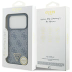 Husă Guess Leather 4G Triangle Strass MagSafe pentru iPhone 17 Pro Max – albastru — imagine 7