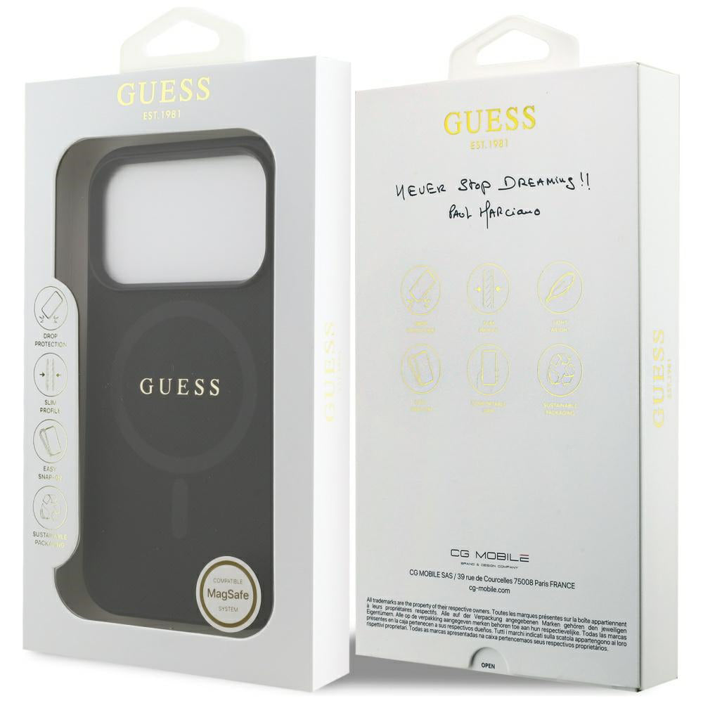 Husă Guess Saffiano MagSafe pentru iPhone 17 Pro Max – negru (GUHMP17XPSAHMCK) — imagine 7