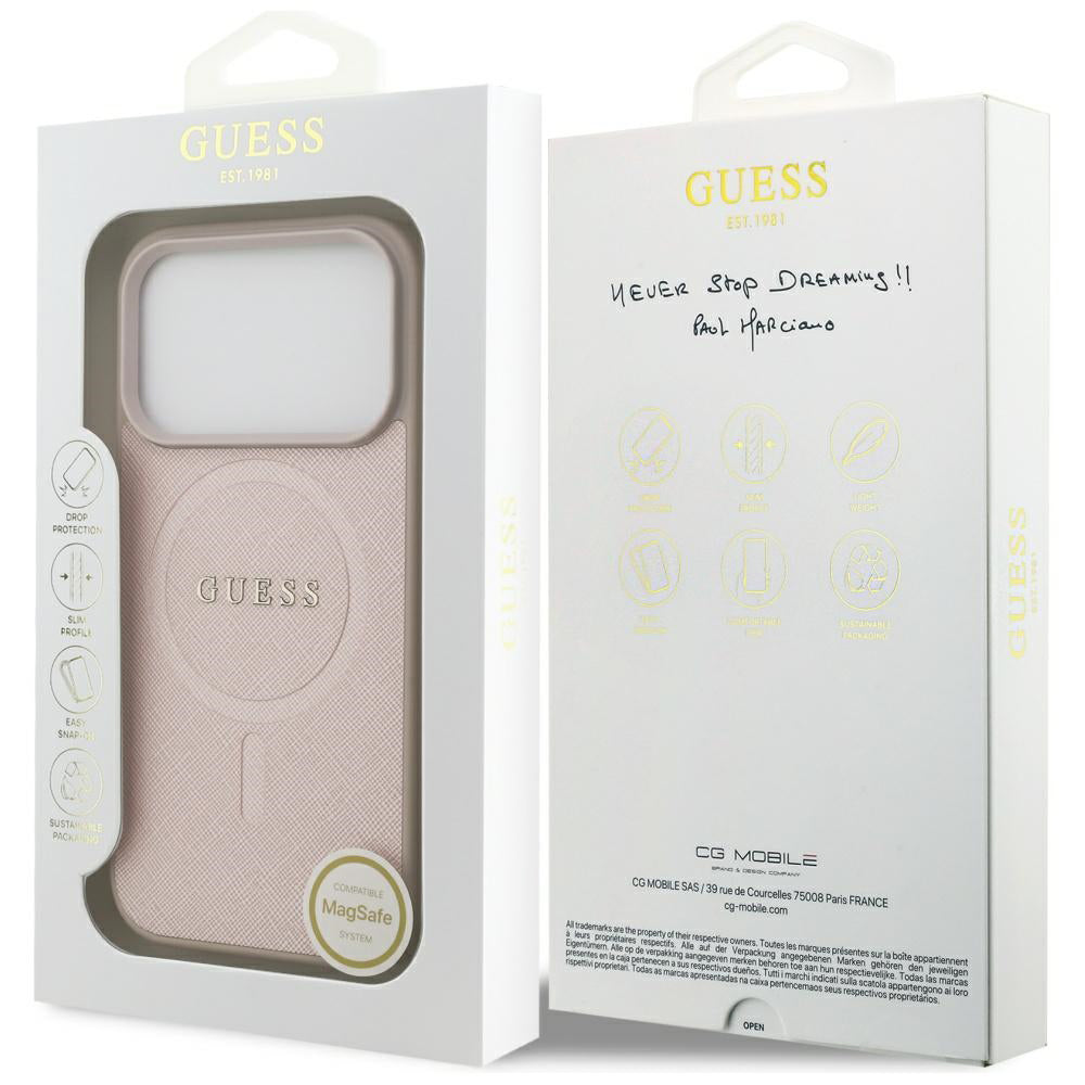 Husă Guess Saffiano Classic Logo MagSafe pentru iPhone 17 Pro Max – roz — imagine 7