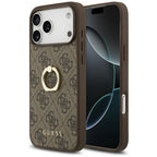 Husă Guess Hardcase 4G Ring Stand pentru iPhone 17 Pro Max – maro — imagine 1