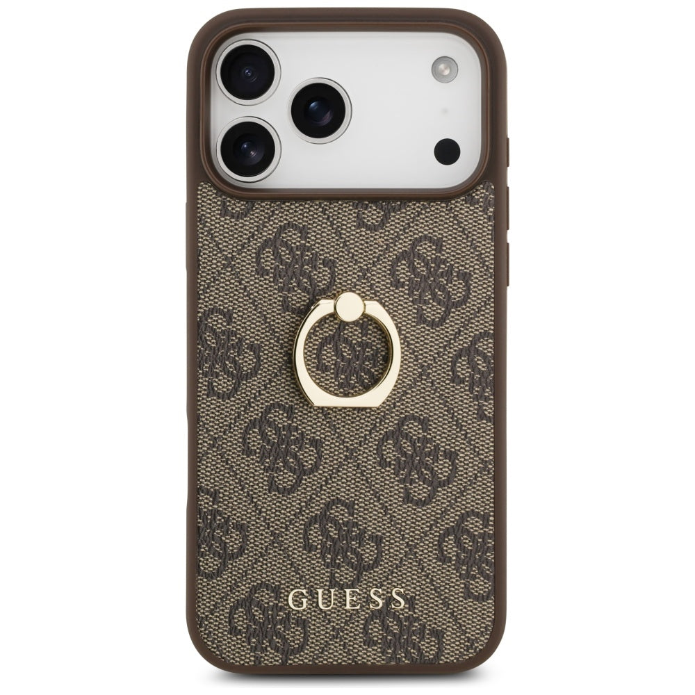 Husă Guess Hardcase 4G Ring Stand pentru iPhone 17 Pro Max – maro — imagine 3