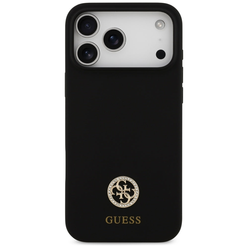 Husă Guess Silicone Logo Strass 4G MagSafe pentru iPhone 17 Pro Max – negru — imagine 2