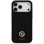 Husă Guess Silicone Logo Strass 4G MagSafe pentru iPhone 17 Pro Max – negru — imagine 2