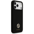 Husă Guess Silicone Logo Strass 4G MagSafe pentru iPhone 17 Pro Max – negru — imagine 3