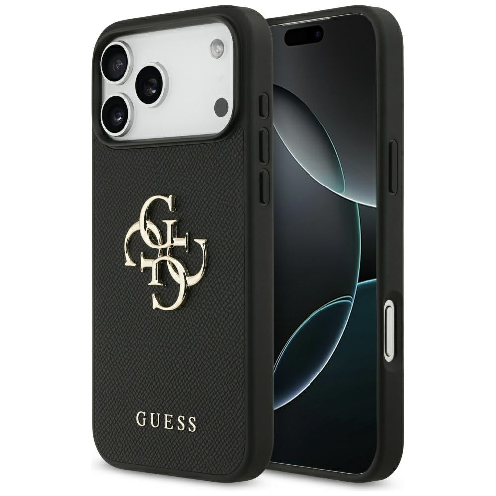 Husă Guess Hardcase 4G Grained Big and Classic Logo pentru iPhone 17 Pro Max – negru (GUHCP17XPGT4MBK) — imagine 1