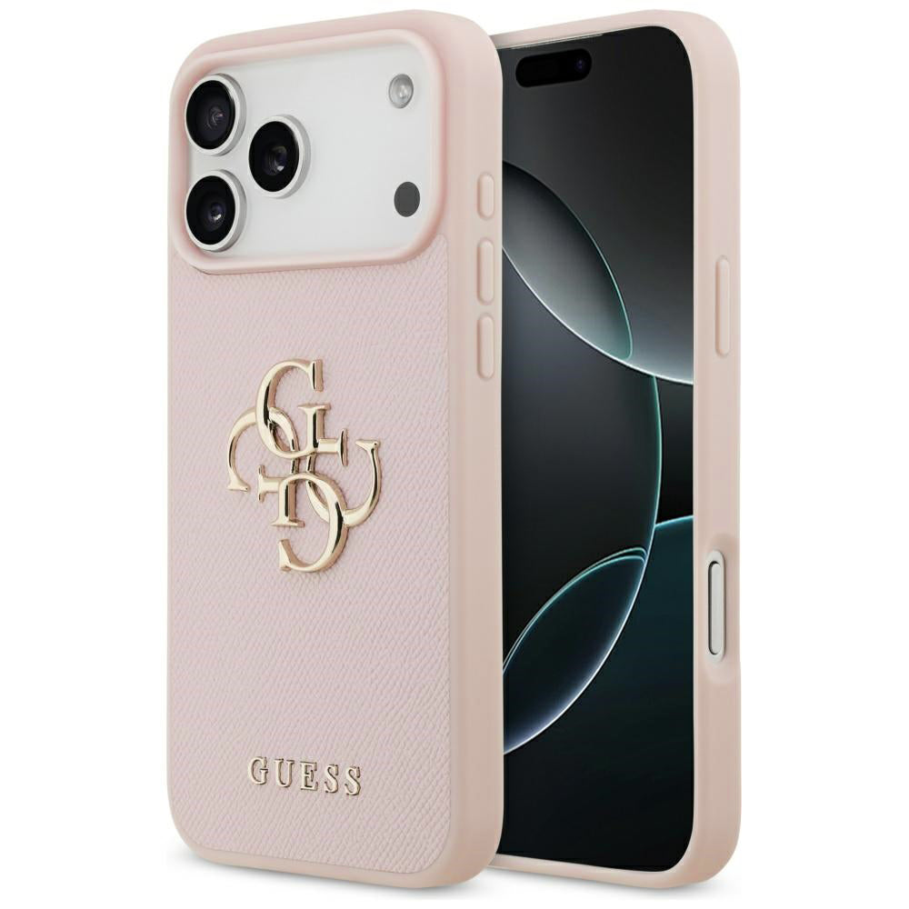 Husă Guess Hardcase 4G Grained Big and Classic Logo pentru iPhone 17 Pro Max – roz — imagine 1