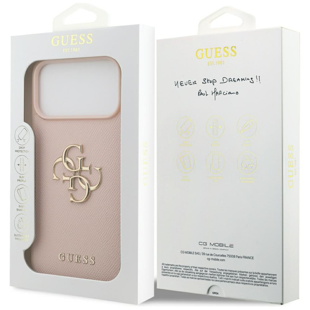 Husă Guess Hardcase 4G Grained Big and Classic Logo pentru iPhone 17 Pro Max – roz — imagine 7