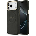 Husă Guess Peony Hot Stamp MagSafe pentru iPhone 17 Pro Max – negru — imagine 1