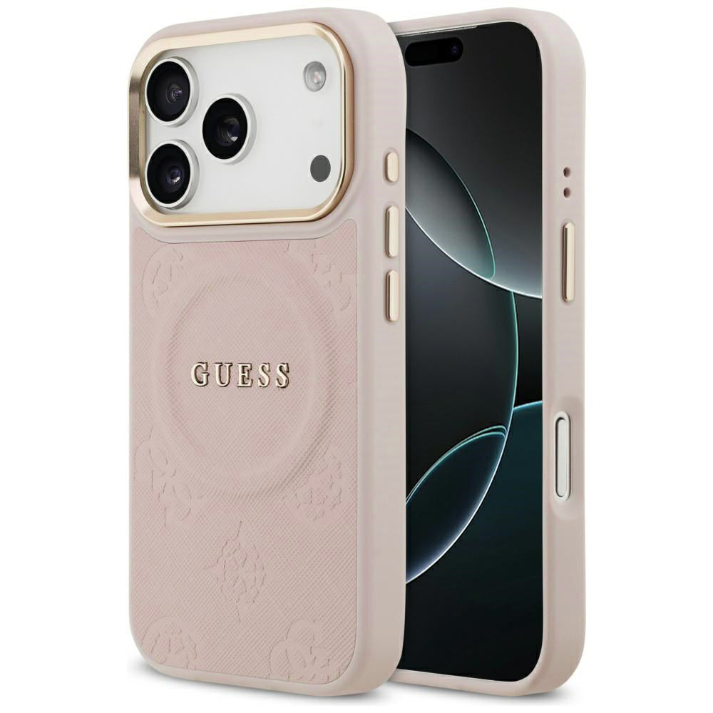 Husă Guess Peony Hot Stamp MagSafe pentru iPhone 17 Pro Max – roz — imagine 1