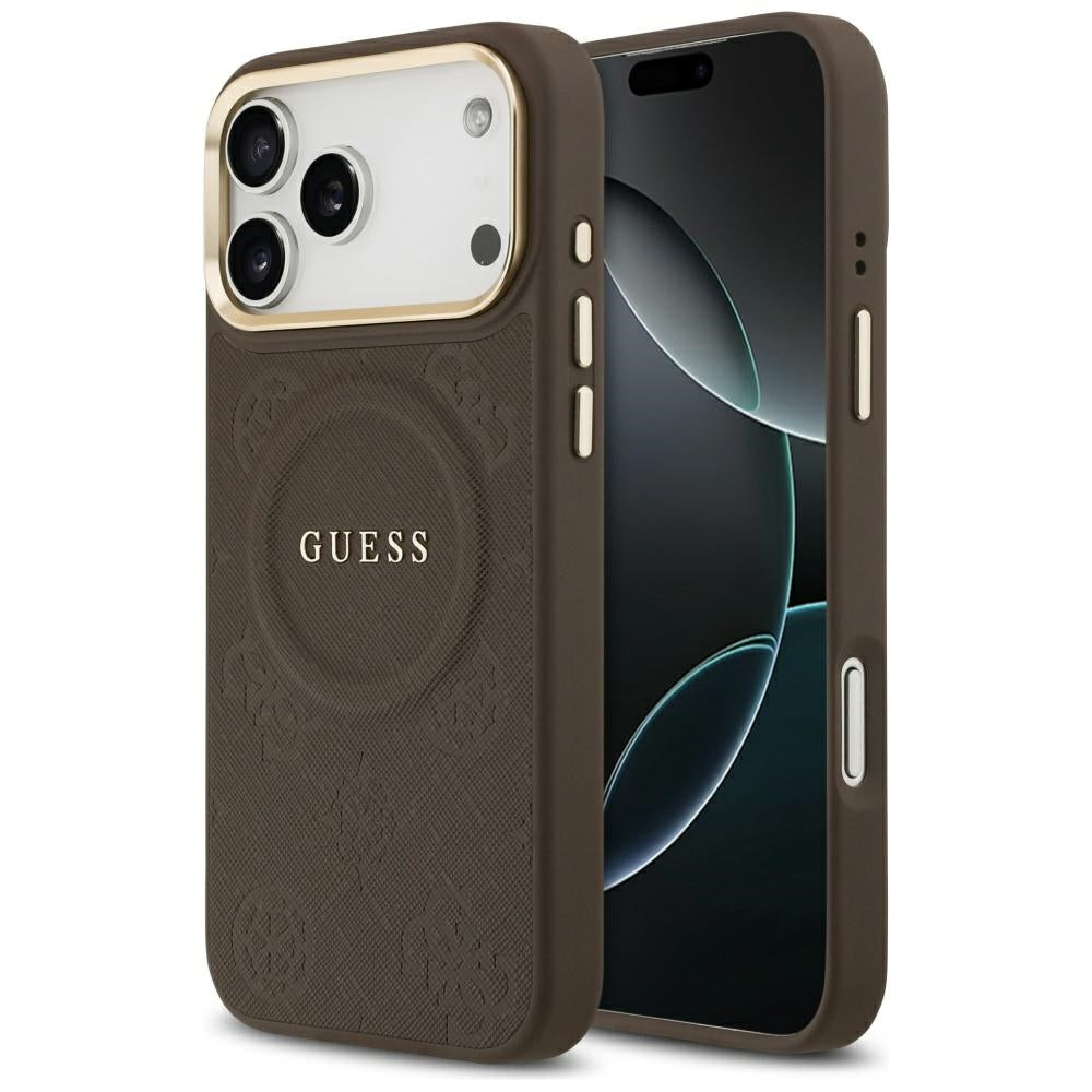 Husă Guess Peony Hot Stamp MagSafe pentru iPhone 17 Pro Max – maro — imagine 1