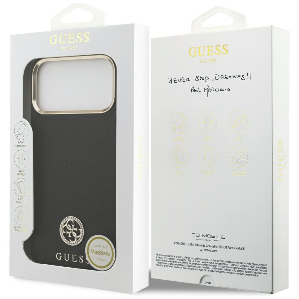 Husă Guess Grained Strass Logo MagSafe pentru iPhone 17 Pro Max – negru — imagine 7