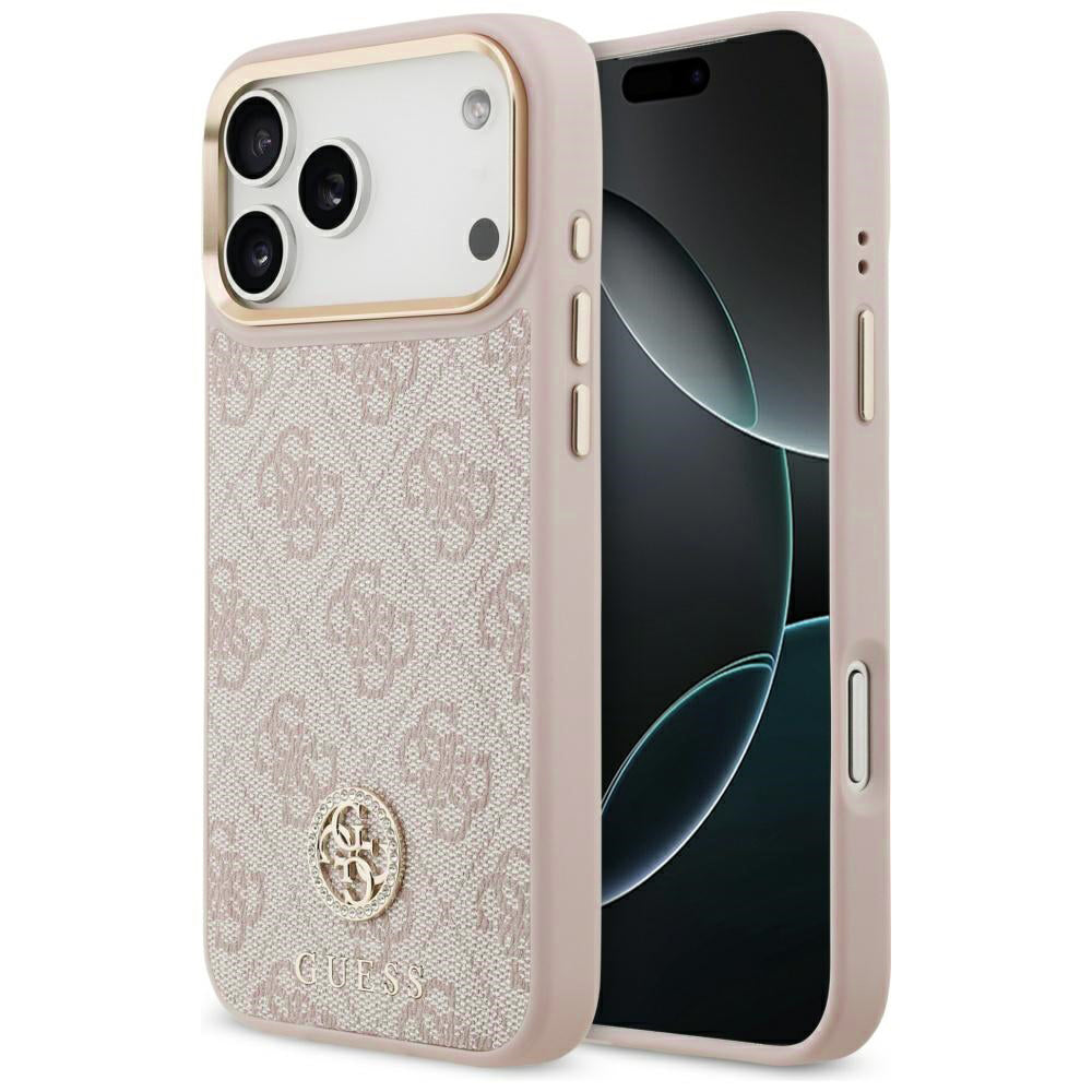 Husă Guess Hardcase 4G Strass Logo MagSafe pentru iPhone 17 Pro Max – roz — imagine 1