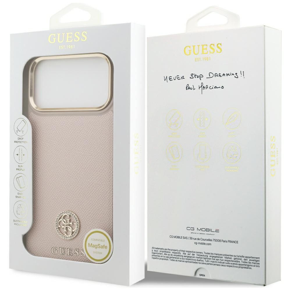 Husă Guess Grained Strass Logo MagSafe pentru iPhone 17 Pro Max – roz — imagine 7