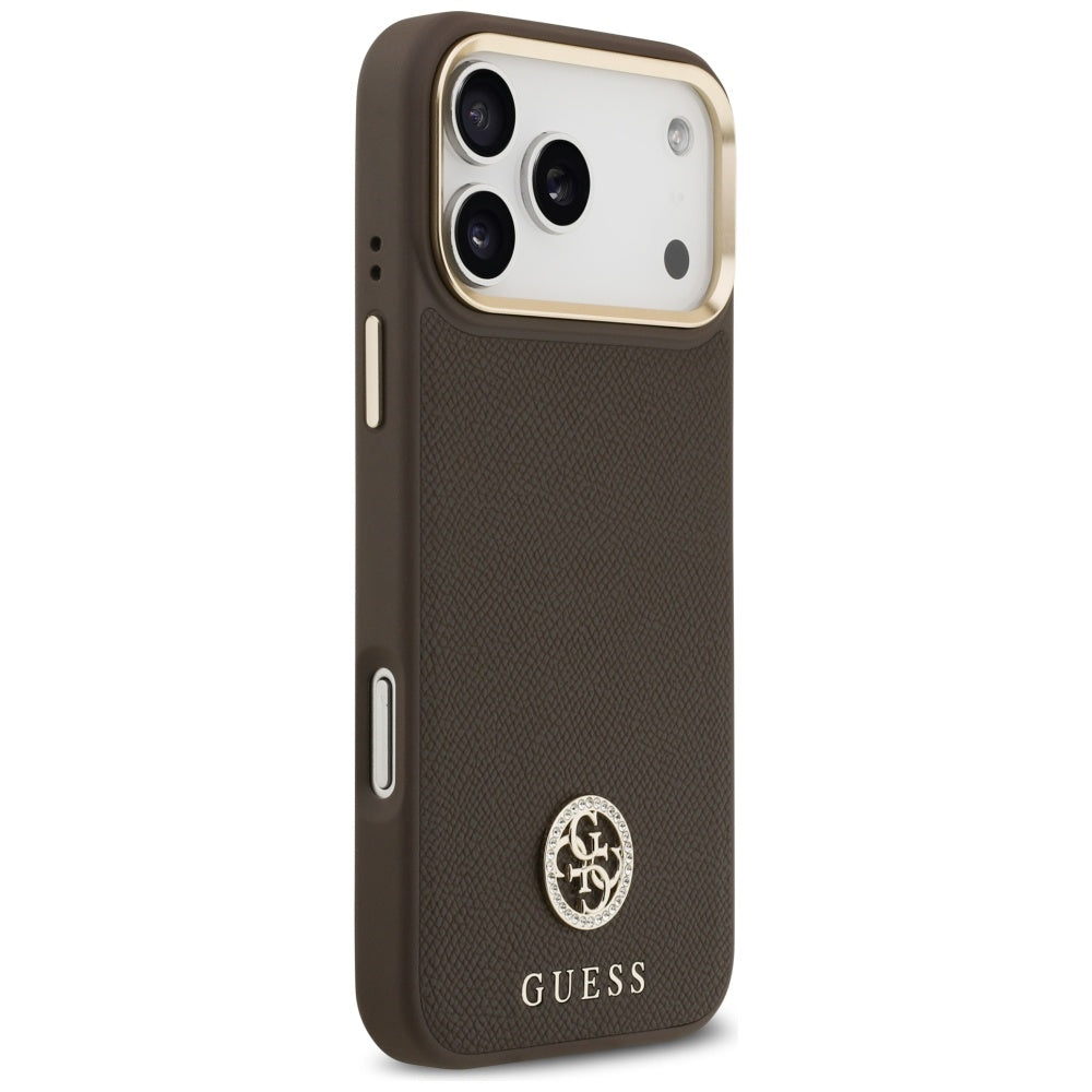 Husă Guess Grained Strass Logo MagSafe pentru iPhone 17 Pro Max – maro — imagine 3
