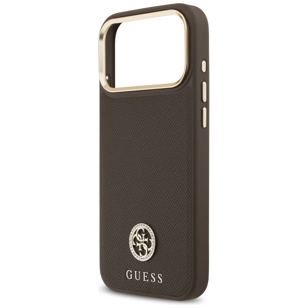 Husă Guess Grained Strass Logo MagSafe pentru iPhone 17 Pro Max – maro — imagine 5