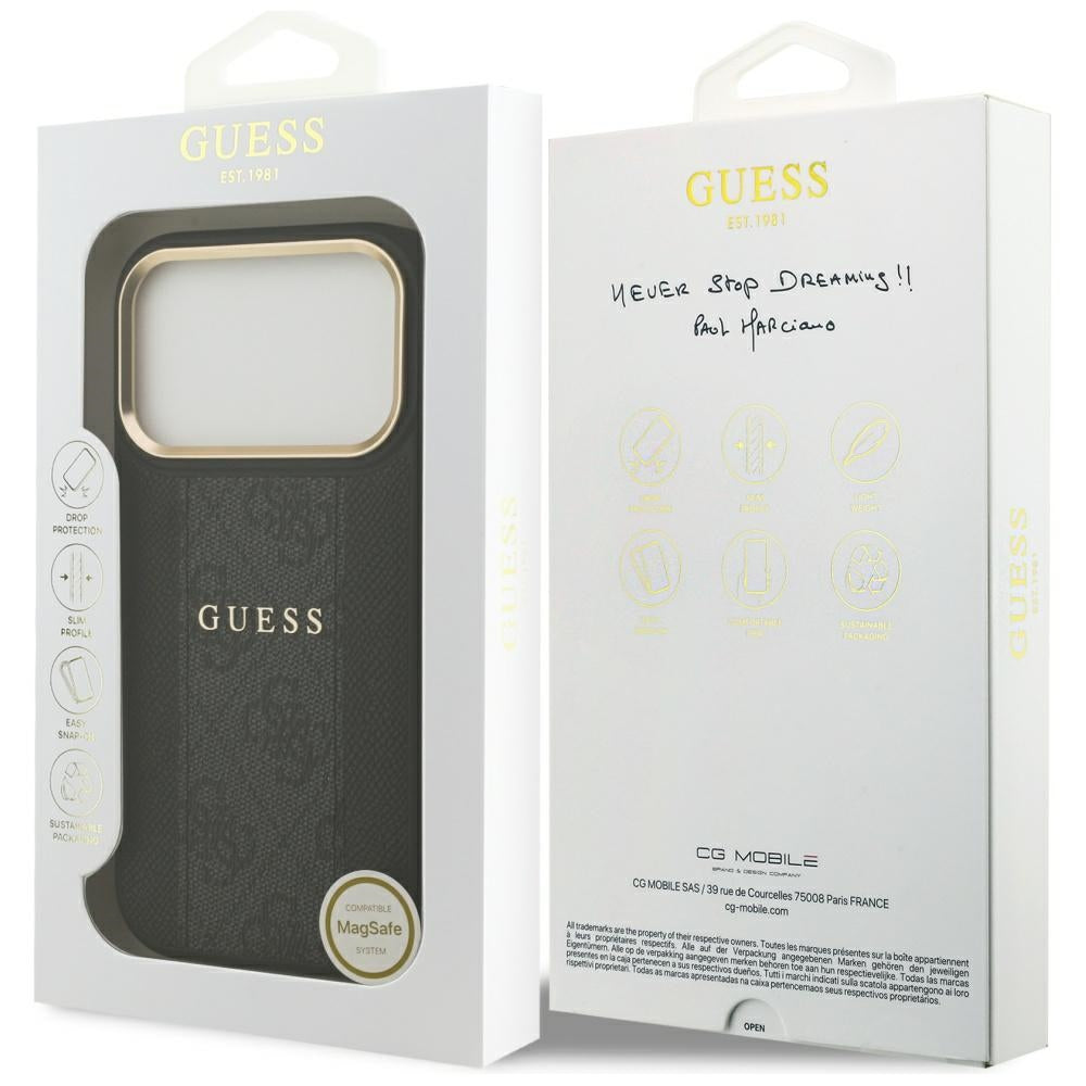 Husă Guess Hardcase 4G Stripe MagSafe pentru iPhone 17 Pro Max – negru — imagine 7