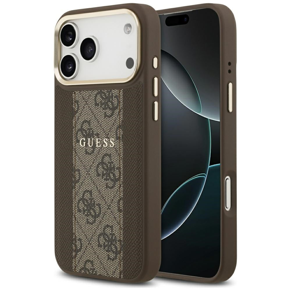 Husă Guess Hardcase 4G Stripe MagSafe pentru iPhone 17 Pro Max – maro — imagine 1