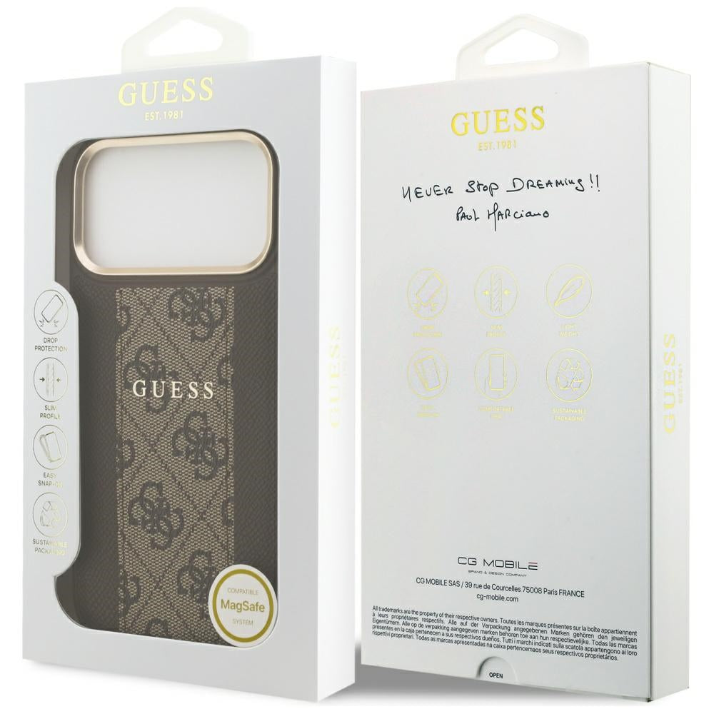 Husă Guess Hardcase 4G Stripe MagSafe pentru iPhone 17 Pro Max – maro — imagine 7