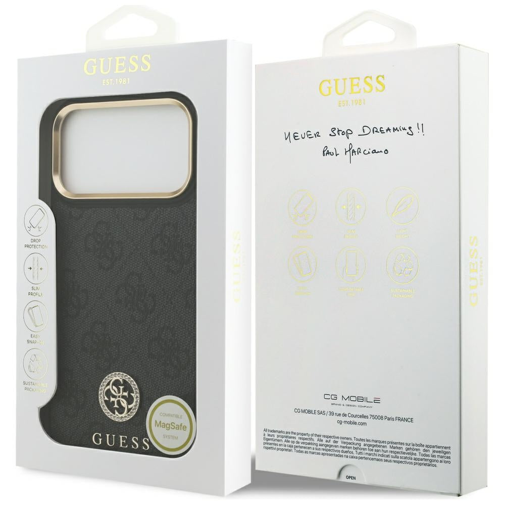 Husă Guess Hardcase 4G Strass Logo MagSafe pentru iPhone 17 Pro Max – negru — imagine 7