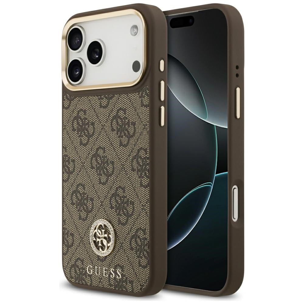 Husă Guess Hardcase 4G Strass Logo MagSafe pentru iPhone 17 Pro Max – maro — imagine 1
