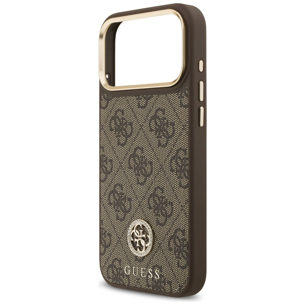 Husă Guess Hardcase 4G Strass Logo MagSafe pentru iPhone 17 Pro Max – maro — imagine 5
