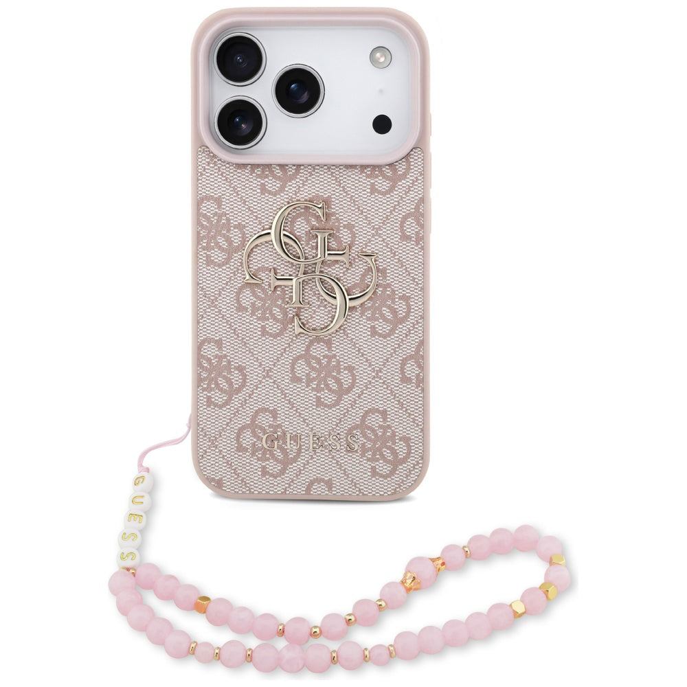 Husă Guess Hardcase 4G Classic Logo with Strap pentru iPhone 17 Pro Max – roz (GUHCP17XP4GMGSP) — imagine 1