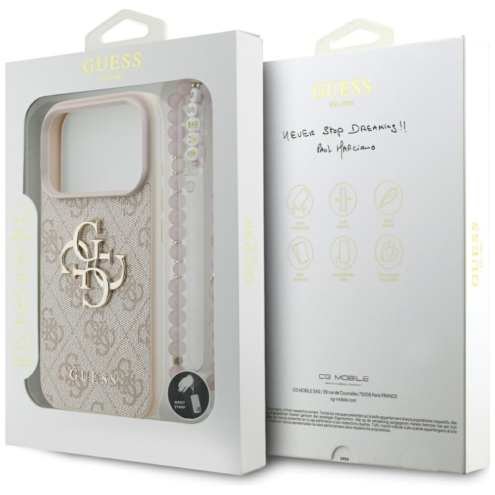 Husă Guess Hardcase 4G Classic Logo with Strap pentru iPhone 17 Pro Max – roz (GUHCP17XP4GMGSP) — imagine 7