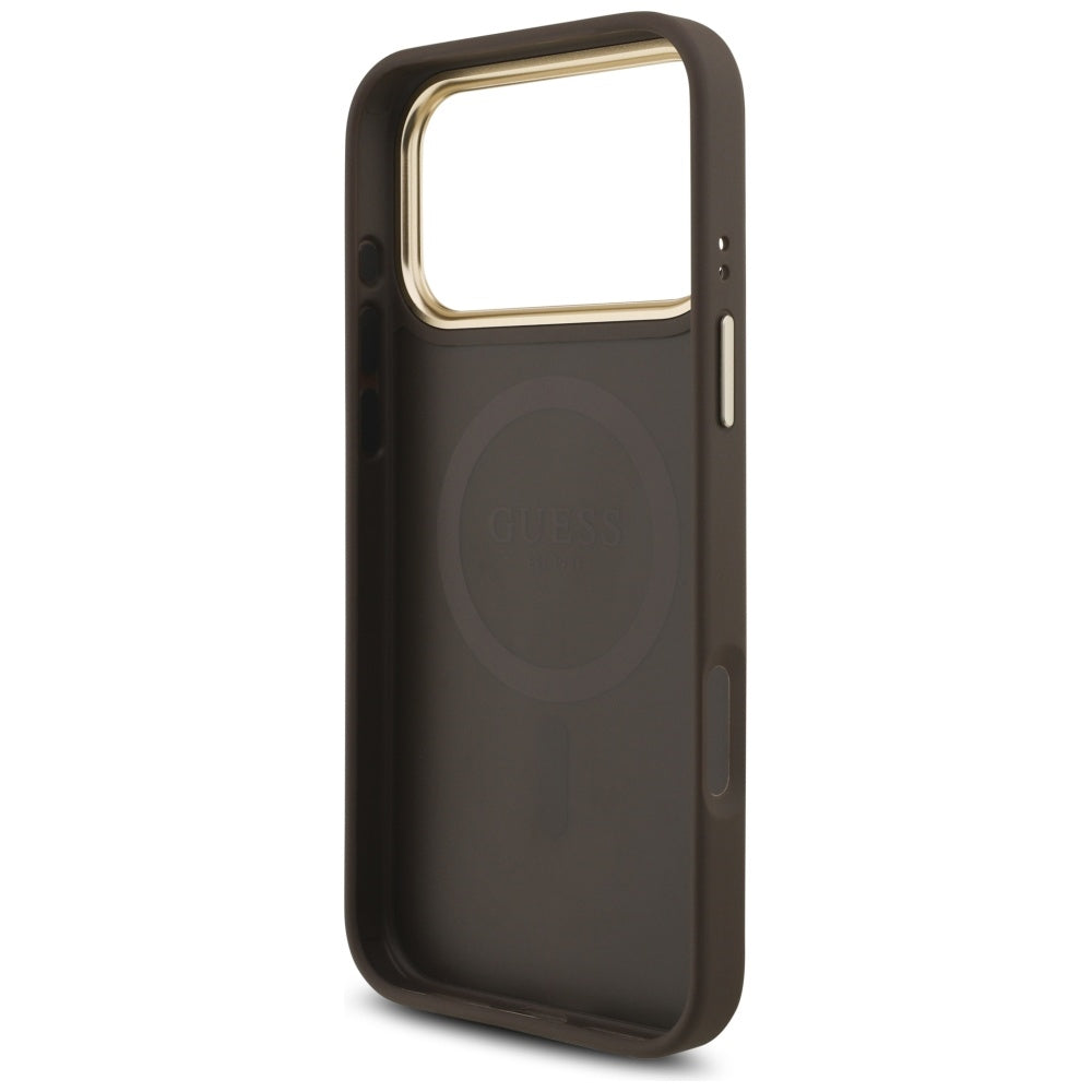 Husă Guess Hardcase 4G Triangle Logo MagSafe pentru iPhone 17 Pro Max – maro (GUHMP17XP4GTDGMW) — imagine 6