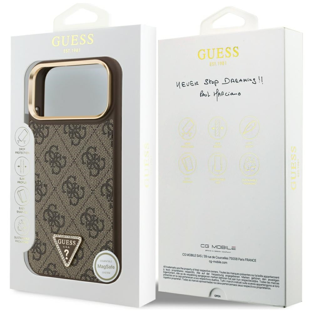 Husă Guess Hardcase 4G Triangle Logo MagSafe pentru iPhone 17 Pro Max – maro (GUHMP17XP4GTDGMW) — imagine 7